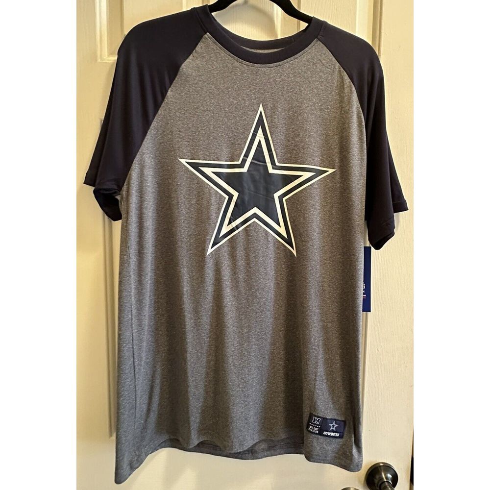 Dallas Cowboys NFL Adult Men's Navy Gray Sleeve Lightweight SS T-shirt M, NWT